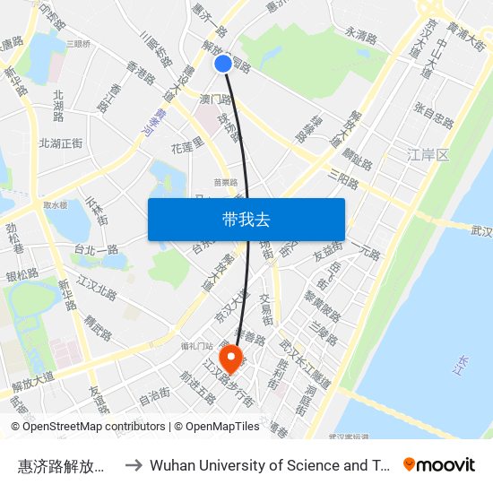 惠济路解放公园路 to Wuhan University of Science and Technology map