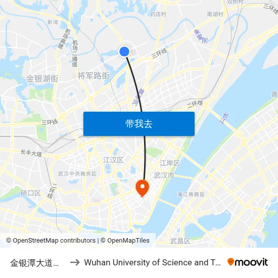 金银潭大道宏图路 to Wuhan University of Science and Technology map