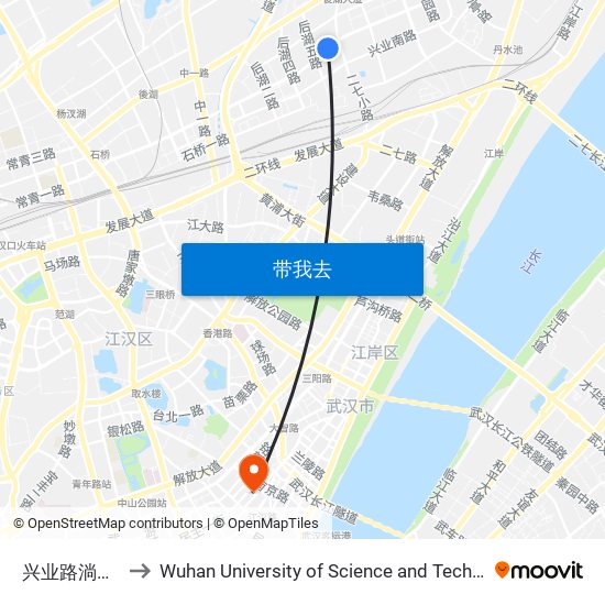 兴业路淌湖村 to Wuhan University of Science and Technology map