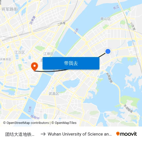 团结大道地铁仁和路站 to Wuhan University of Science and Technology map