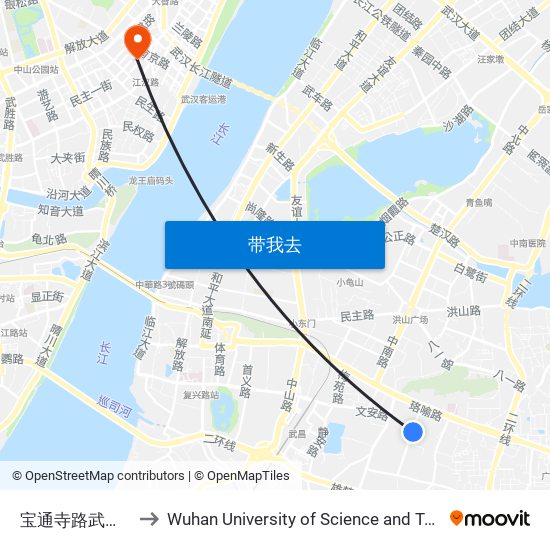 宝通寺路武锅社区 to Wuhan University of Science and Technology map