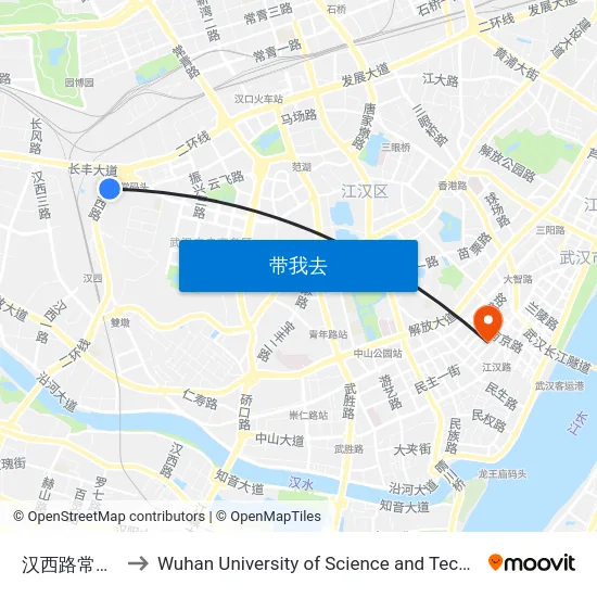 汉西路常码头 to Wuhan University of Science and Technology map