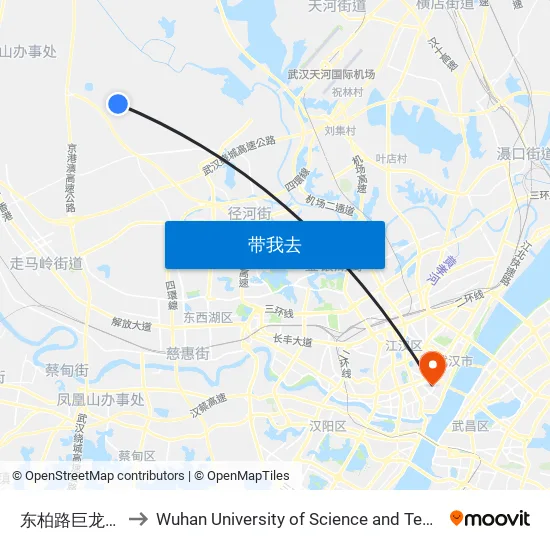 东柏路巨龙小区 to Wuhan University of Science and Technology map