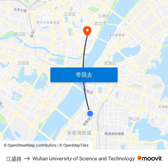 江盛路 to Wuhan University of Science and Technology map