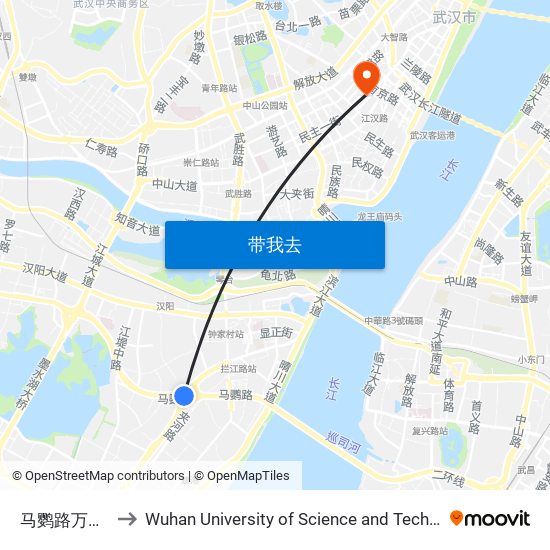 马鹦路万家巷 to Wuhan University of Science and Technology map