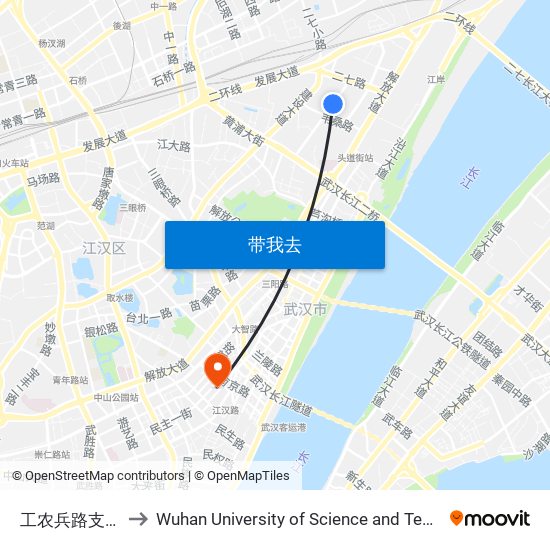 工农兵路支农路 to Wuhan University of Science and Technology map