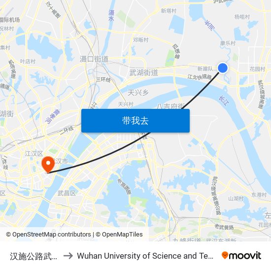 汉施公路武湖村 to Wuhan University of Science and Technology map