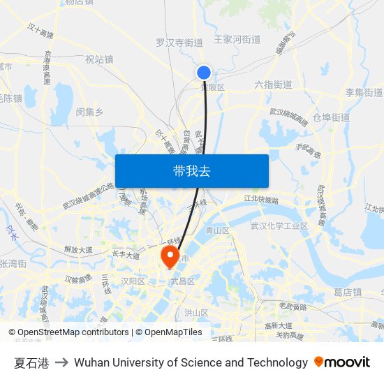 夏石港 to Wuhan University of Science and Technology map