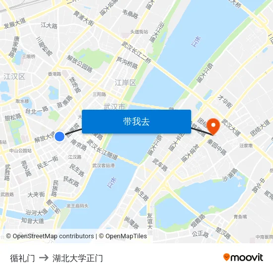 循礼门 to 湖北大学正门 map
