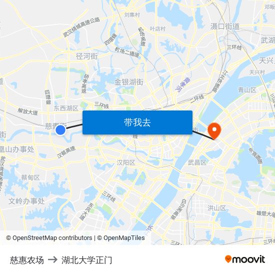 慈惠农场 to 湖北大学正门 map