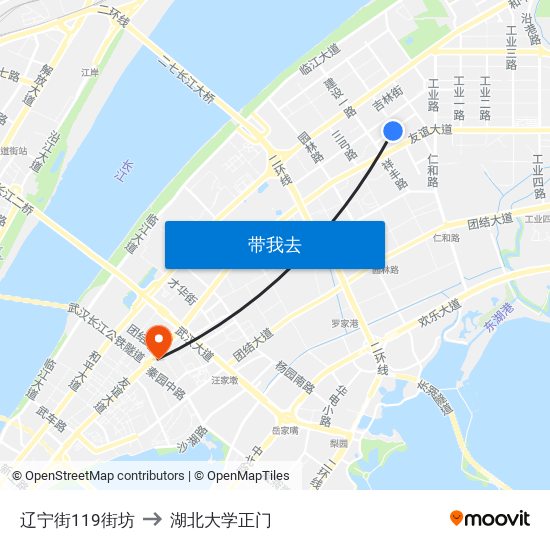 辽宁街119街坊 to 湖北大学正门 map