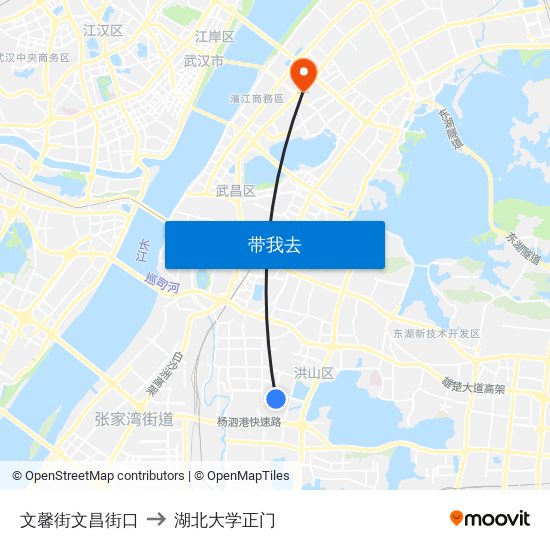 文馨街文昌街口 to 湖北大学正门 map