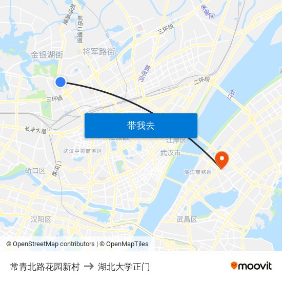 常青北路花园新村 to 湖北大学正门 map