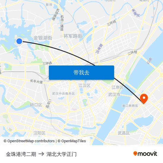 金珠港湾二期 to 湖北大学正门 map