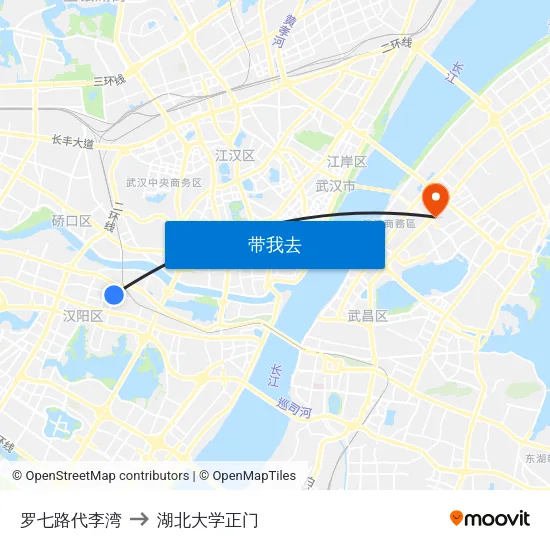 罗七路代李湾 to 湖北大学正门 map