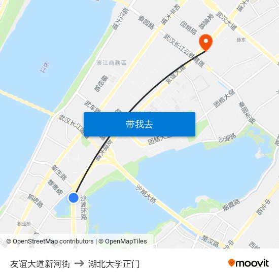 友谊大道新河街 to 湖北大学正门 map