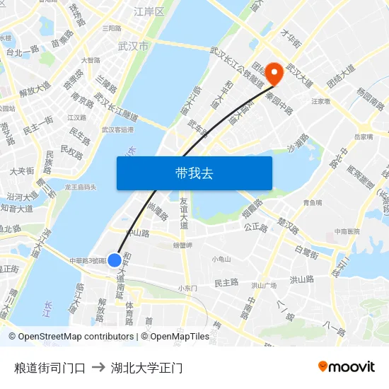 粮道街司门口 to 湖北大学正门 map