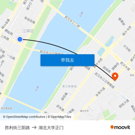 胜利街三阳路 to 湖北大学正门 map