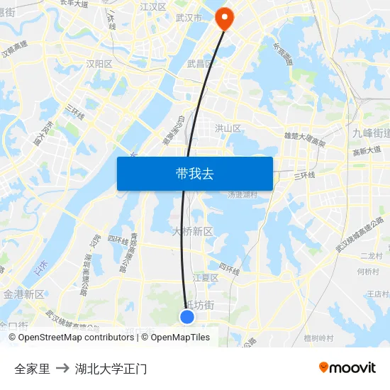 全家里 to 湖北大学正门 map