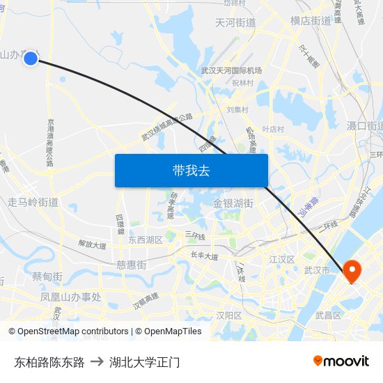 东柏路陈东路 to 湖北大学正门 map