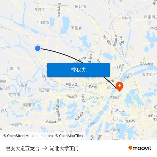 惠安大道五龙台 to 湖北大学正门 map