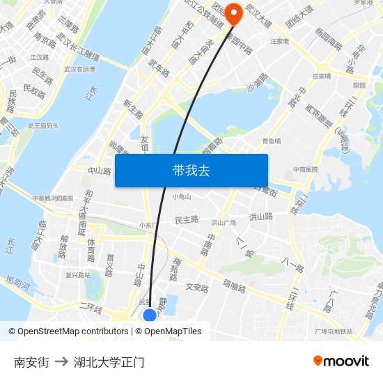 南安街 to 湖北大学正门 map