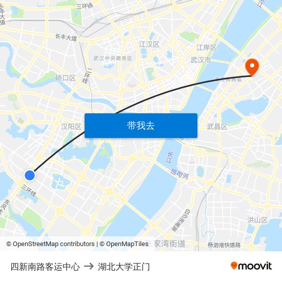 四新南路客运中心 to 湖北大学正门 map