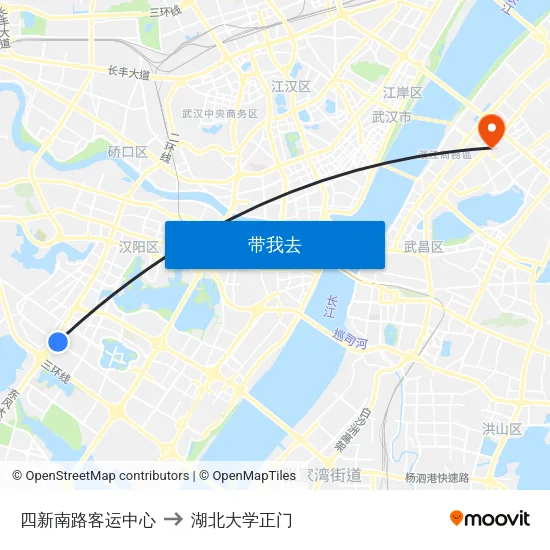 四新南路客运中心 to 湖北大学正门 map