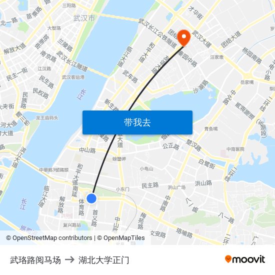 武珞路阅马场 to 湖北大学正门 map