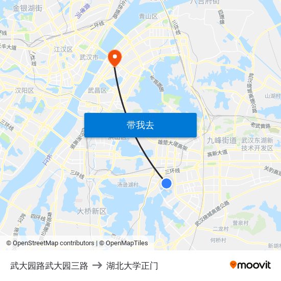 武大园路武大园三路 to 湖北大学正门 map