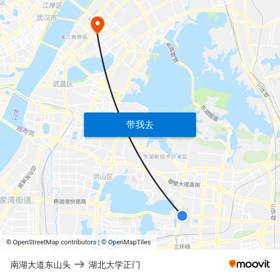 南湖大道东山头 to 湖北大学正门 map