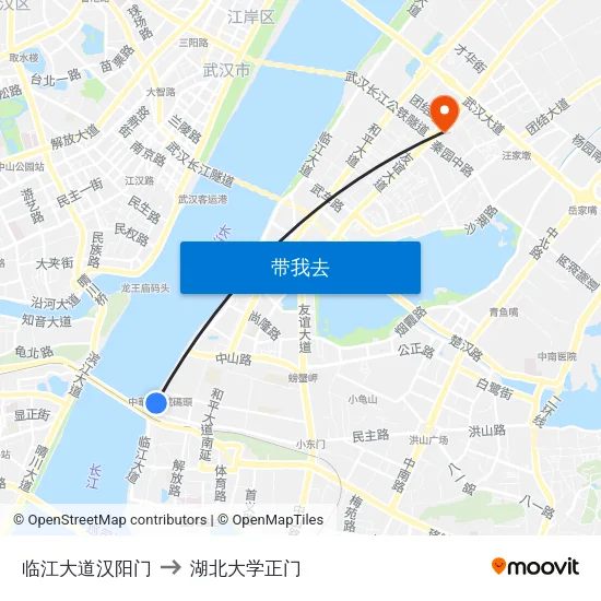 临江大道汉阳门 to 湖北大学正门 map