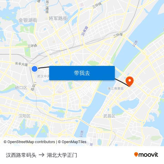 汉西路常码头 to 湖北大学正门 map