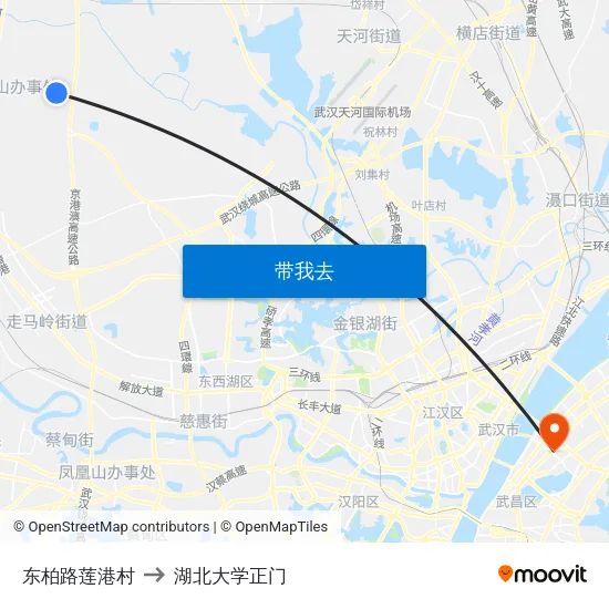 东柏路莲港村 to 湖北大学正门 map