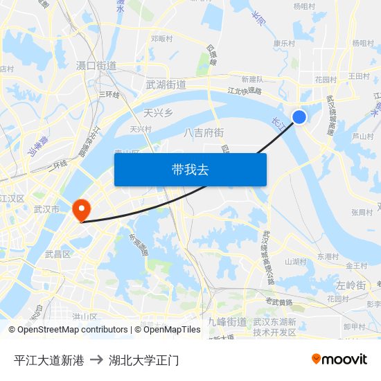 平江大道新港 to 湖北大学正门 map