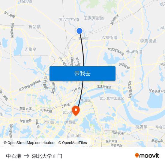 中石港 to 湖北大学正门 map