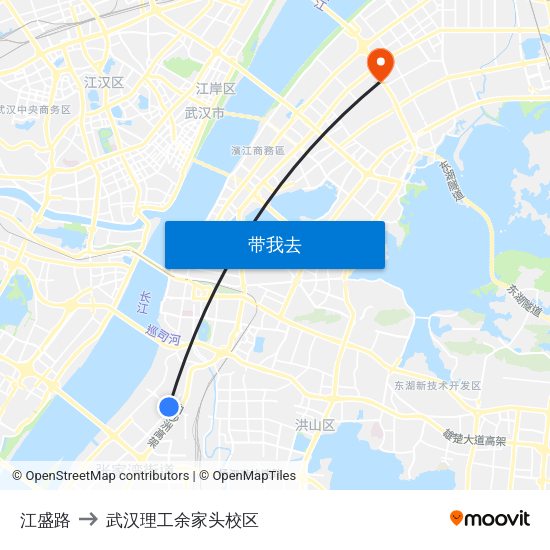 江盛路 to 武汉理工余家头校区 map