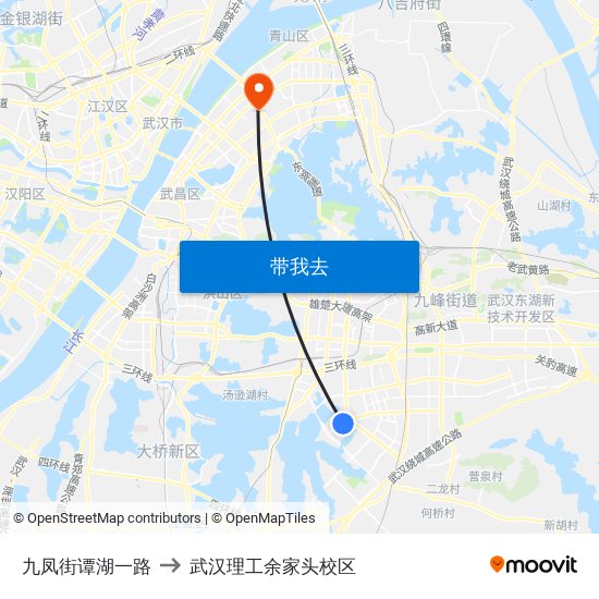 九凤街谭湖一路 to 武汉理工余家头校区 map