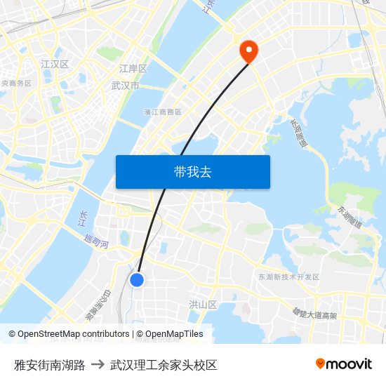 雅安街南湖路 to 武汉理工余家头校区 map