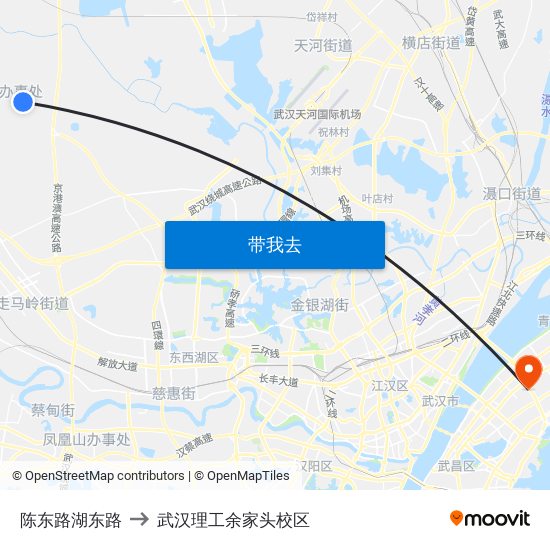 陈东路湖东路 to 武汉理工余家头校区 map