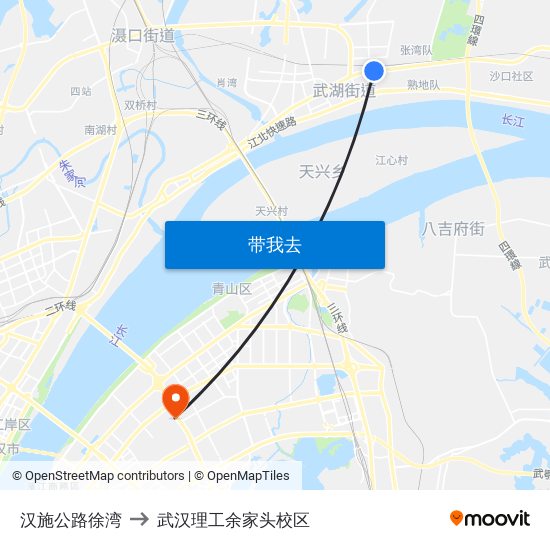 汉施公路徐湾 to 武汉理工余家头校区 map