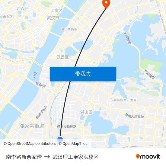 南李路新余家湾 to 武汉理工余家头校区 map