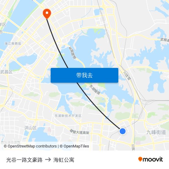 光谷一路文豪路 to 海虹公寓 map