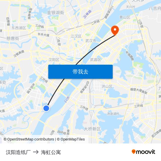 汉阳造纸厂 to 海虹公寓 map