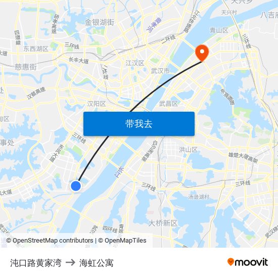 沌口路黄家湾 to 海虹公寓 map