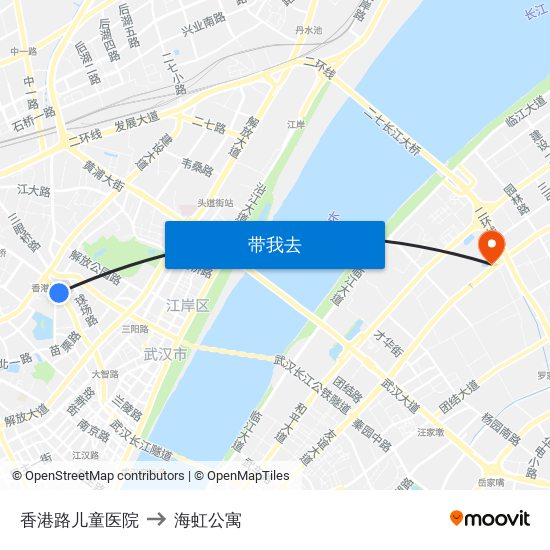 香港路儿童医院 to 海虹公寓 map