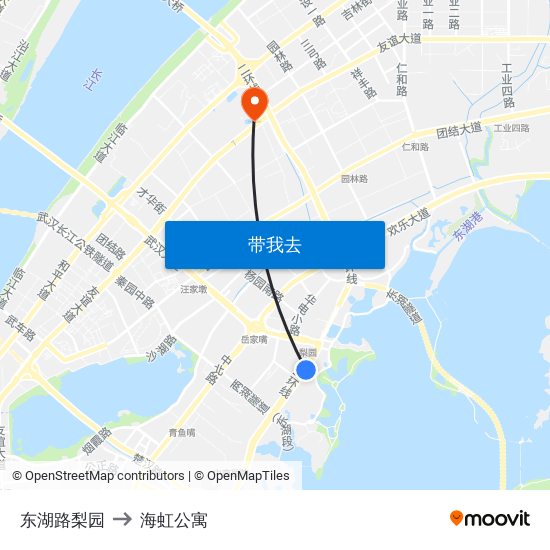 东湖路梨园 to 海虹公寓 map