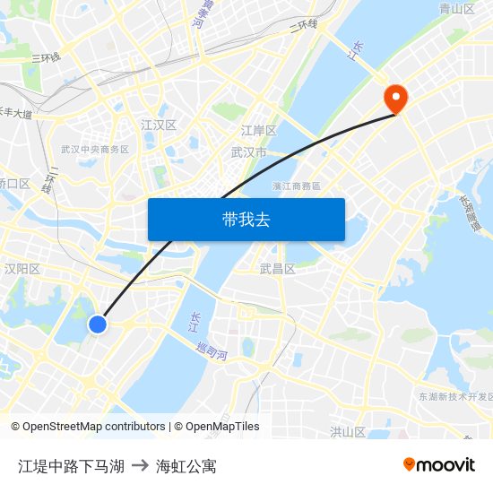 江堤中路下马湖 to 海虹公寓 map