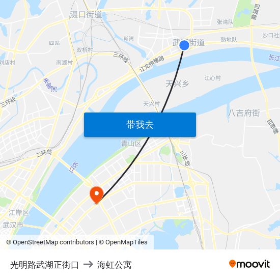 光明路武湖正街口 to 海虹公寓 map