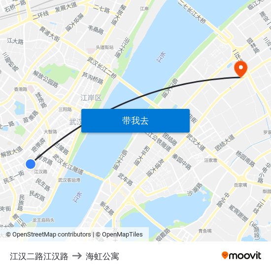 江汉二路江汉路 to 海虹公寓 map